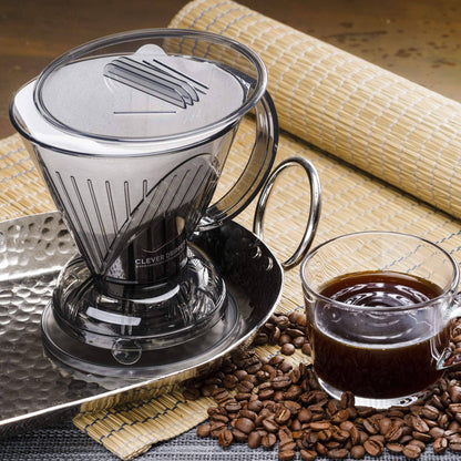 Clever Coffee Dripper and Filters, Large 18 oz - Clear Gray Sable Brew